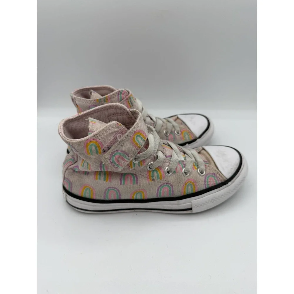 Converse Chuck Taylor Kids High Top Easy On Rainbows Print Sneakers Size 13